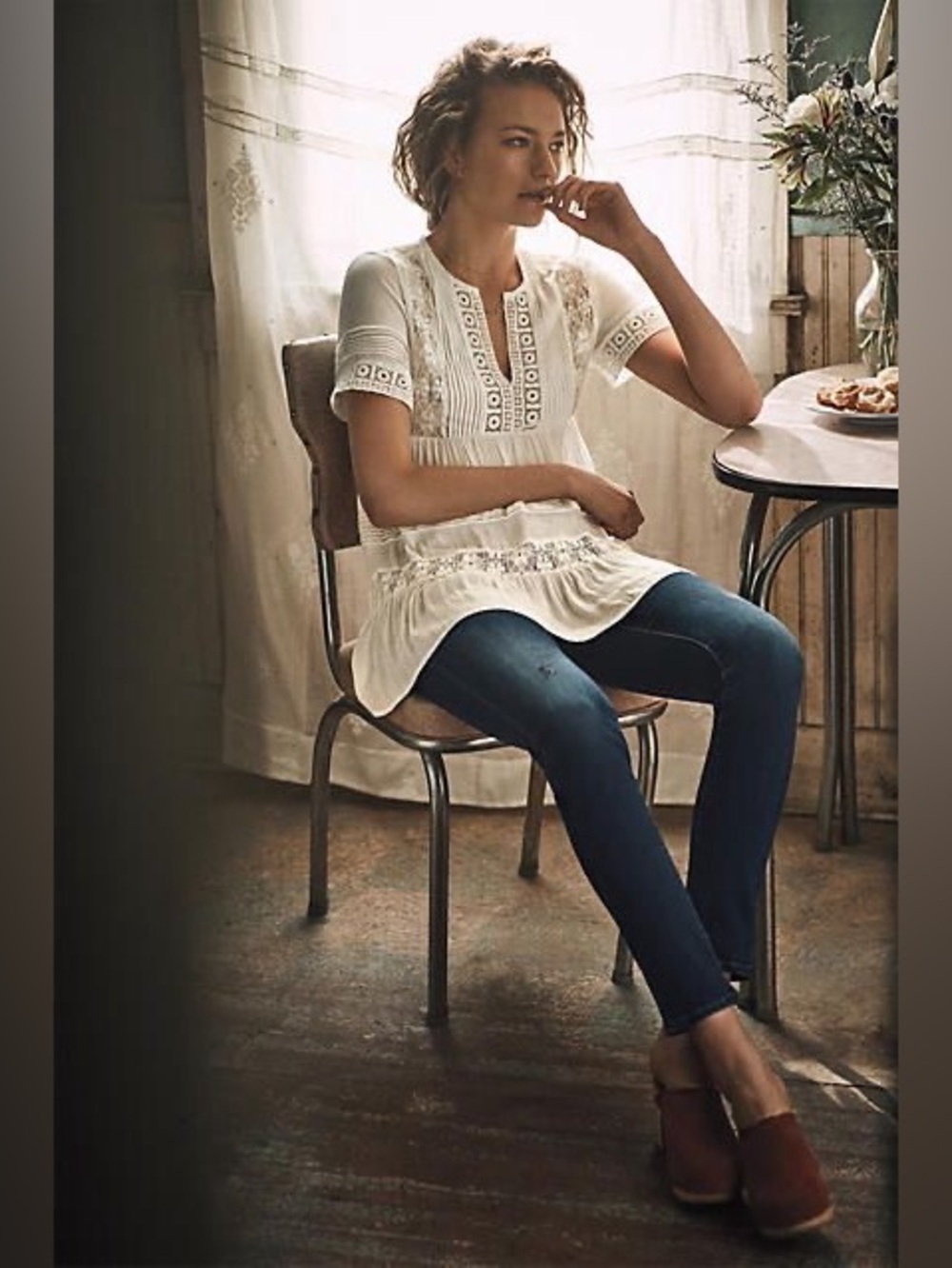 Anthropologie Tiered Lace Tunic
